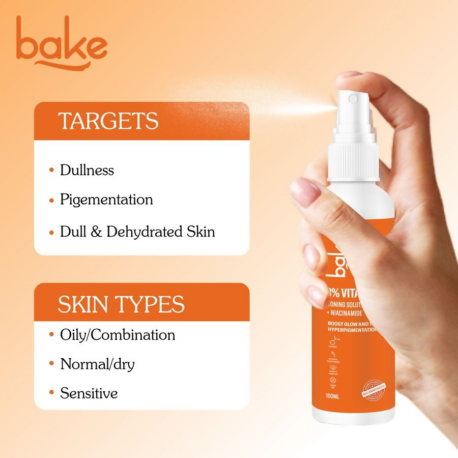 Bake 3% Vitamin C Toner With Niacinamide For Brightening & Glowing Skin | Swadesiicart