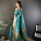 Joban Fashion Banarasi Teal Green Woven Soft Silk Saree | Swadesiicart
