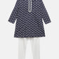 Ahalyaa Boys Navy Blue Pure Cotton Digital Print Kids Kurta Churidar Set | Swadesiicart