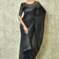 Black Silk Solid Designer Saree with Blouse - Purvi