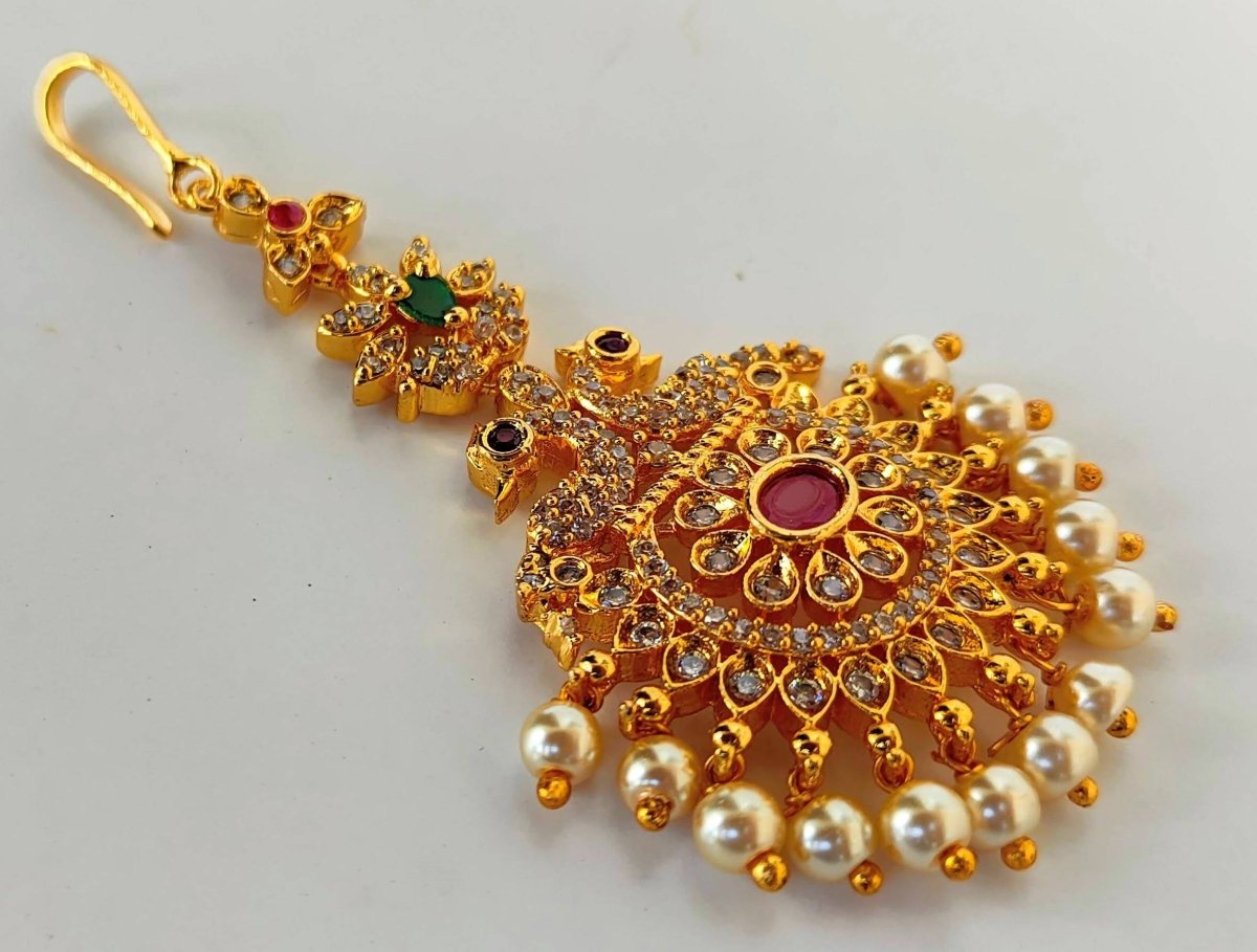 AD Peacock Bridal Maang Tikka | Swadesiicart