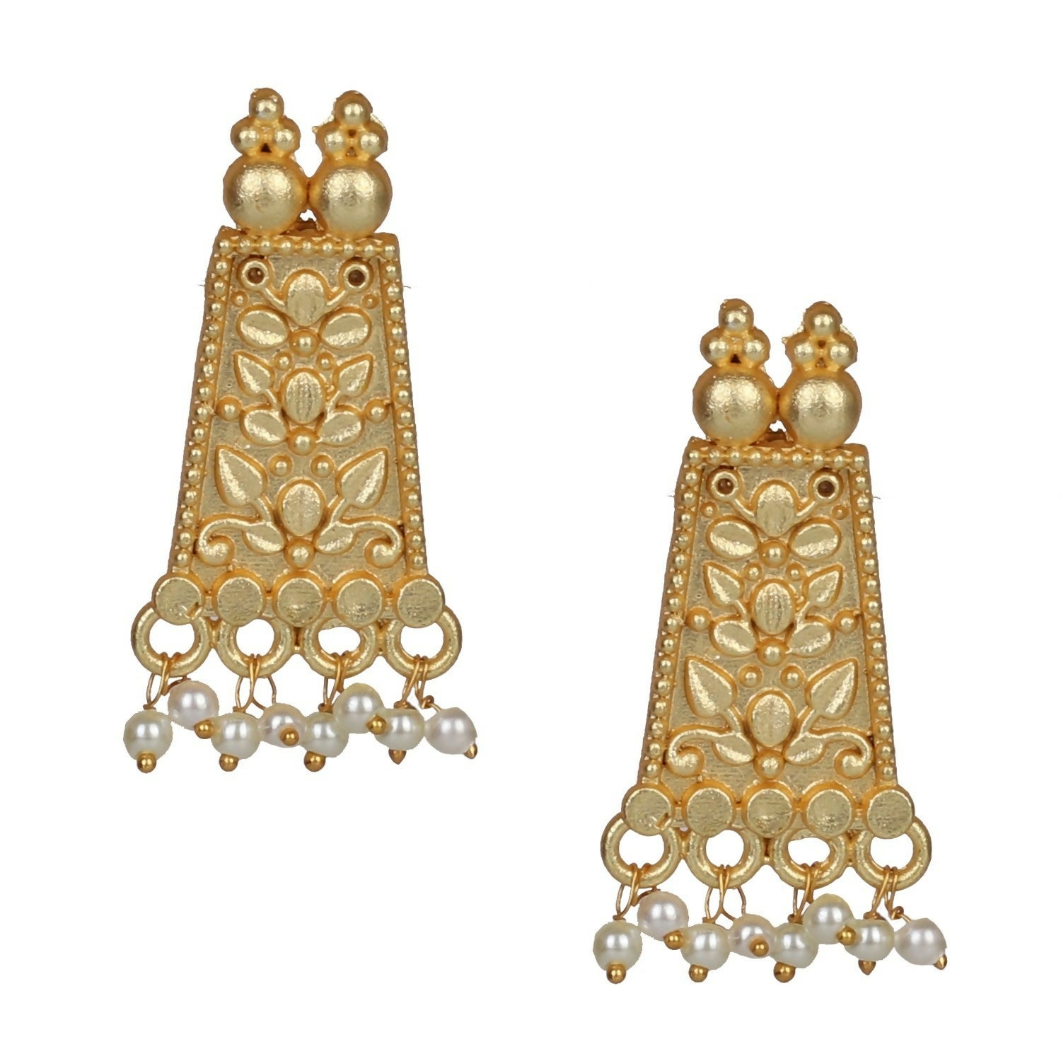 Joban Fashion Women Matte Gold Brass Earrings | Swadesiicart