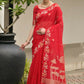 Vishnu Weaves Women's Red Linen Silk Zari Weaving Saree with Blouse - Swadesiicart