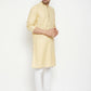 Even Apparels Beige Pure Cotton Long Men's Kurta With Band Collar | Swadesiicart