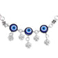 VOJ Set Of 2 Silver Plated Evil Eye Handcrafted Anklets - Swadesiicart