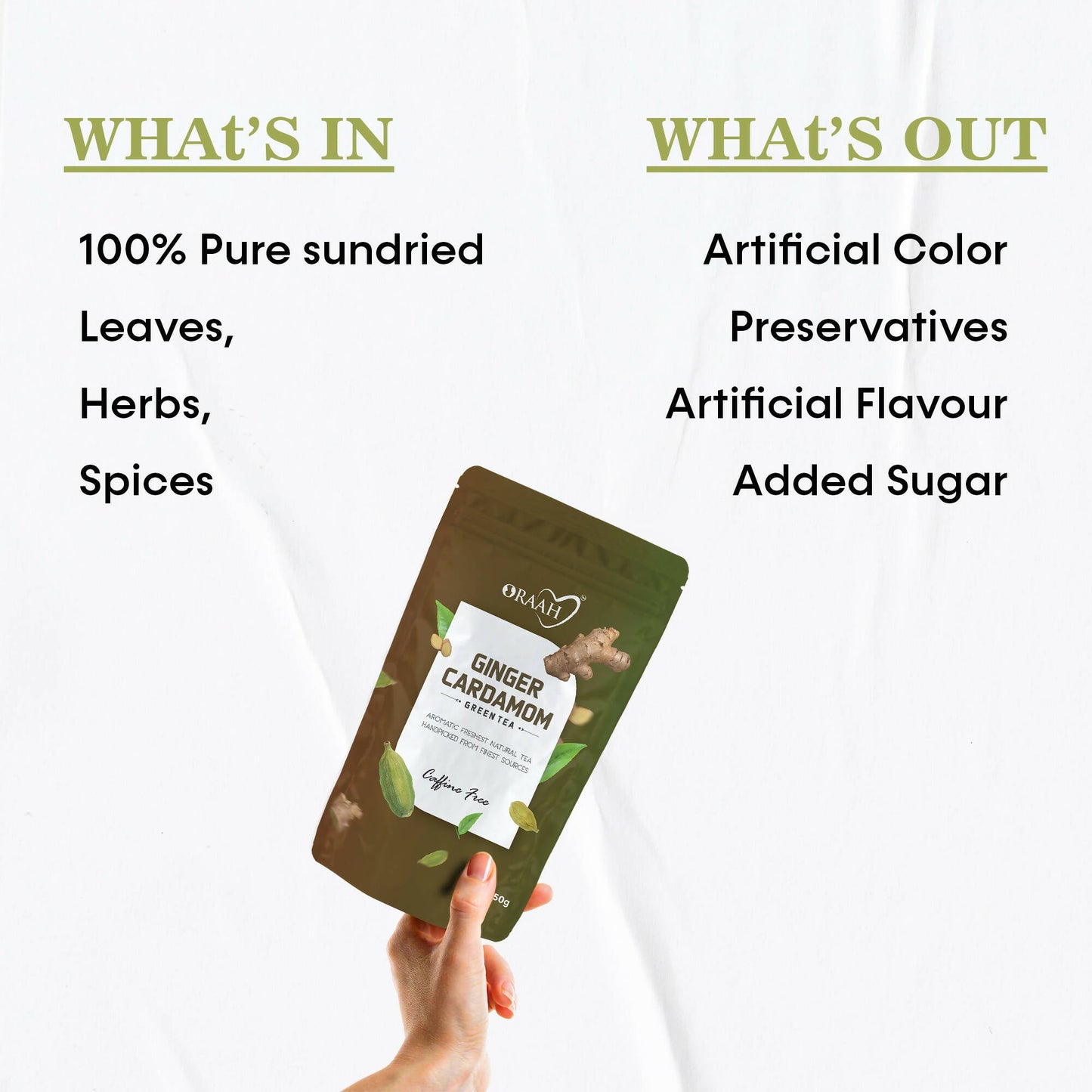 Oraah Ginger Cardamom Green Tea - Swadesiicart
