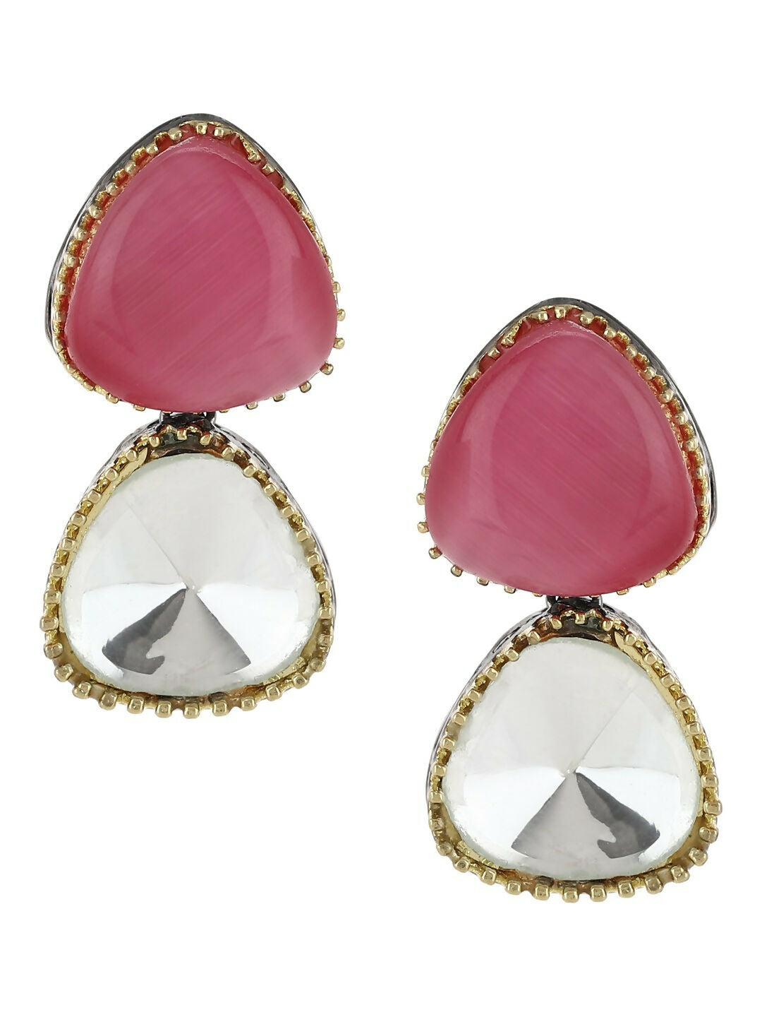 Kundan & Pink Stone Earrings- Ruby Raang | Swadesiicart