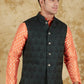 Bluesaanchi Men's Jacquard Orange Waistcoat | Swadesiicart