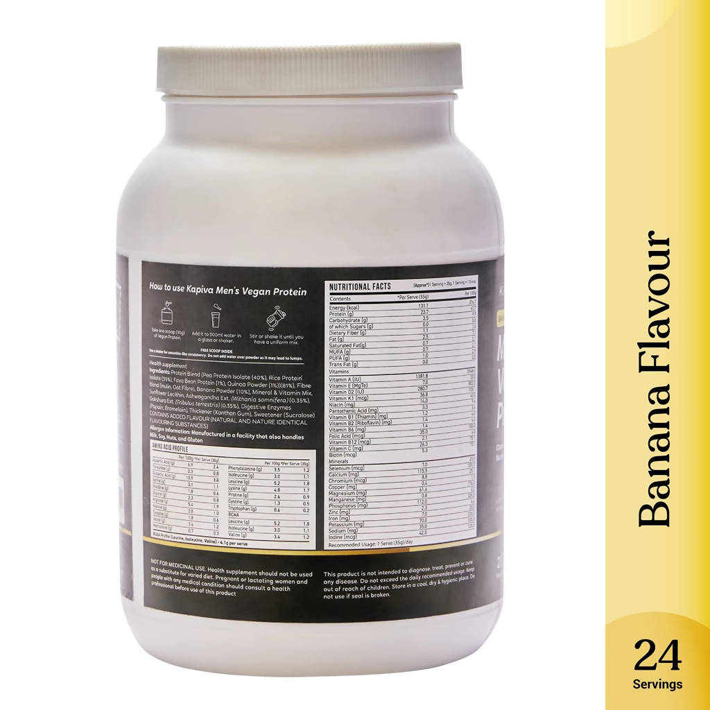 Kapiva Ayurveda Men's Vegan Protein - Banana Flavour - Swadesiicart