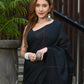 Beatitude Black Khadi Ghicha Stripes Saree