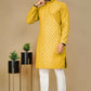 Anaita Yellow Embroidered Rayon Straight Kurta
