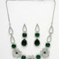 NVR Women's Green & Silver-Plated American Diamond Handcrafted Jewellery Set - Swadesiicart