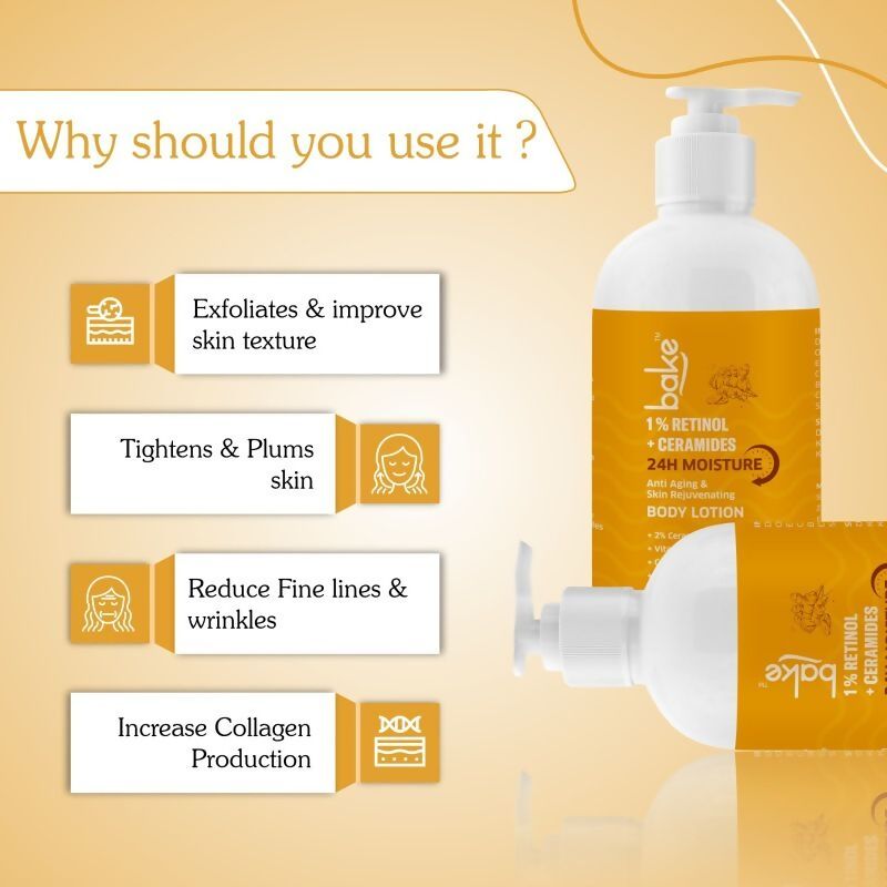 Bake 1% Retinol & Ceramides Body Lotion | Swadesiicart