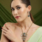 Natural Stones Antique Finish Earrings and Necklace set - Ruby Raang | Swadesiicart