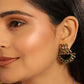 Nuyug 22K Gold Plated Dark Crystal Studded Contemporary Floral Shaped Stud Earrings | Swadesiicart
