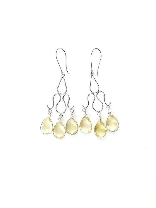 Bling Accessories Lemon Citrine Semi Precious Stone Earrings | Swadesiicart