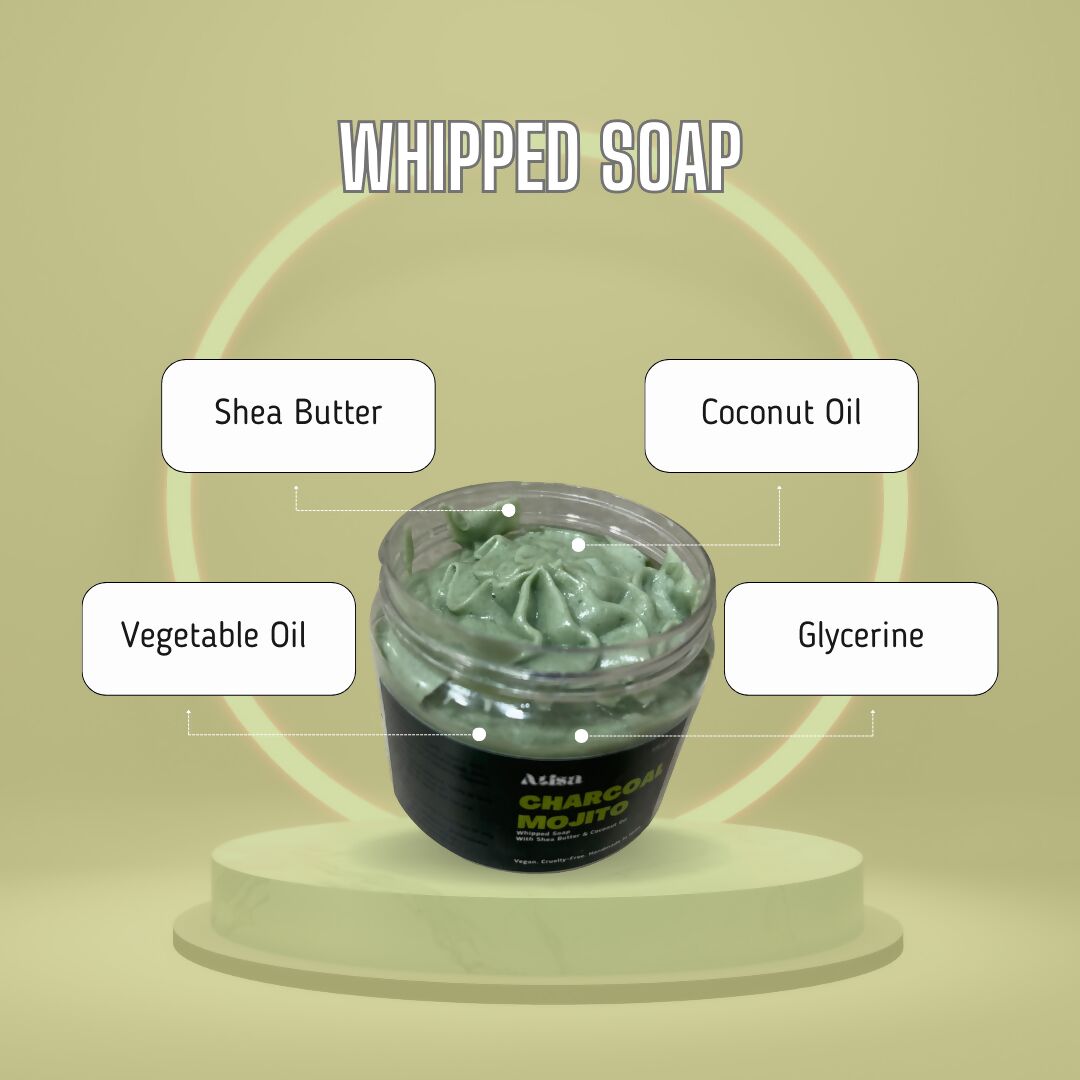 Atisa Charcoal Mojito Whipped Soap | Swadesiicart