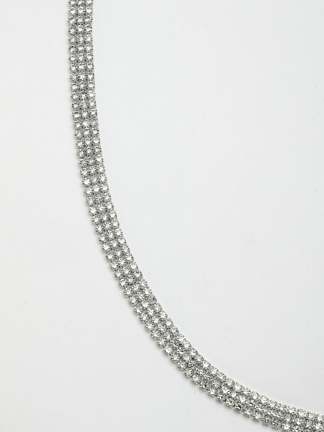 NVR Women's Silver-Plated AD-Studded 3 Layered Kamarbandh Waist Chain | Swadesiicart