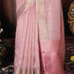 Shree Shyam Fashion Organza Light Pink Saree