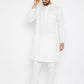 Even Apparels Band Collar White Pure Cotton Men's Kurta | Swadesiicart