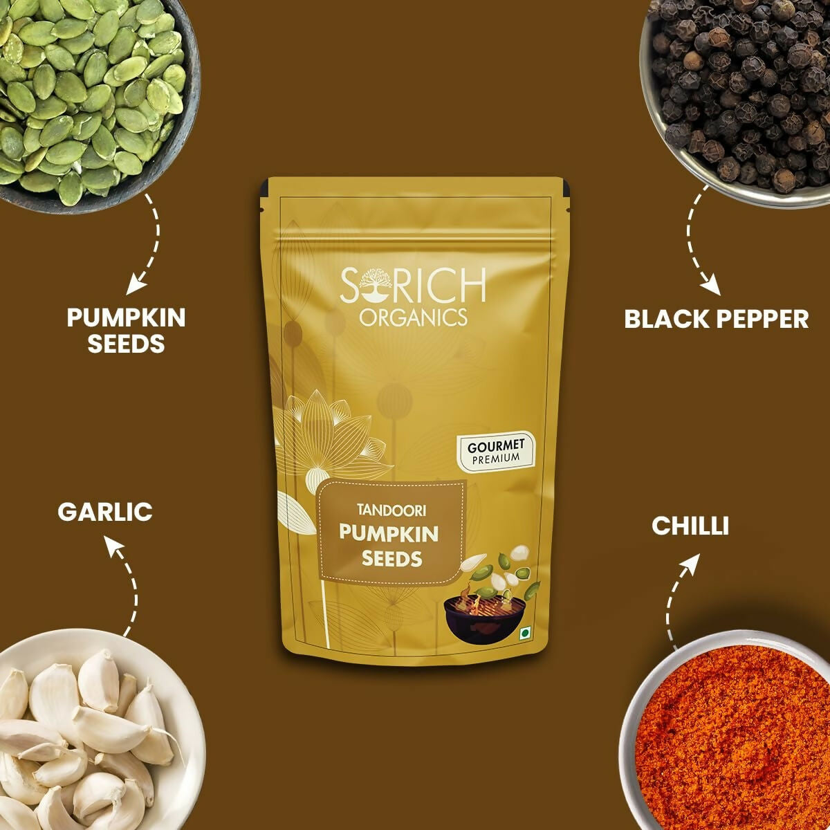 Sorich Organics Tandoori Pumpkin Seeds | Swadesiicart