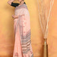 Very Much Indian Handblock Printed Cotton Saree With Natural Dyes - Peach | Swadesiicart