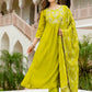 The52 Liril Women's Beautiful Embroidered work Chinon Fabric with Flared Kurta, Pant and Dupatta Set - Swadesiicart