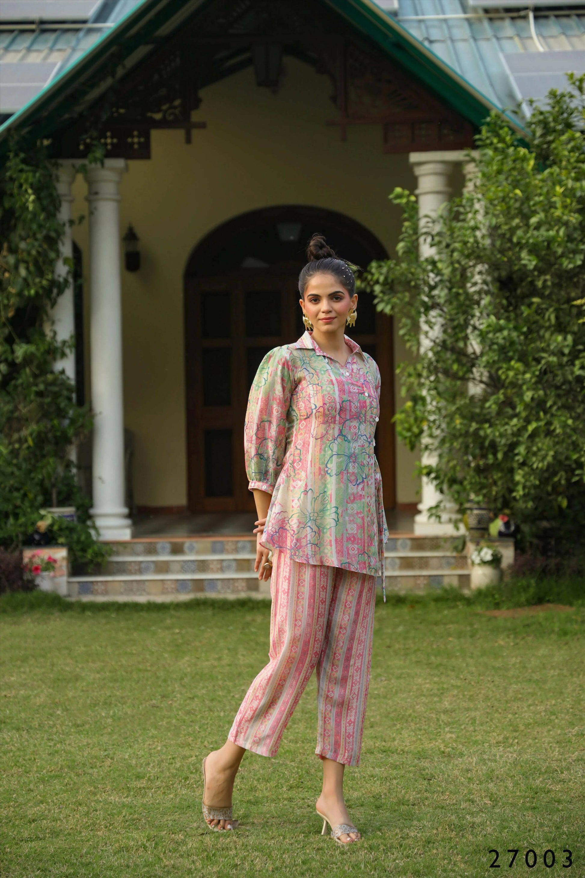 Women's Casual Fashionable Multi Mull Cotton co-ord set - Anya - Swadesiicart