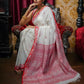 Exclusive Collection Beautiful Musrise White Pure Cotton Hand Weaving Handloom Saree With Running Blouse Piece - Swadesiicart
