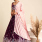 House of Panchhi Burgundy Georgette Sequins and thread embroidery Lehenga choli & Dupatta | Swadesiicart