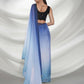 Blue Organza Solid Saree With Unstitched Blouse Piece - Shanaya