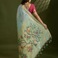 Vishnu Weaves Women's Firozi Muga Cotton Thread Woven Butti with Blouse - Swadesiicart