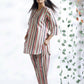 Breathables Women’S Pink Cotton Stripes Loungewear Co-Ord Set