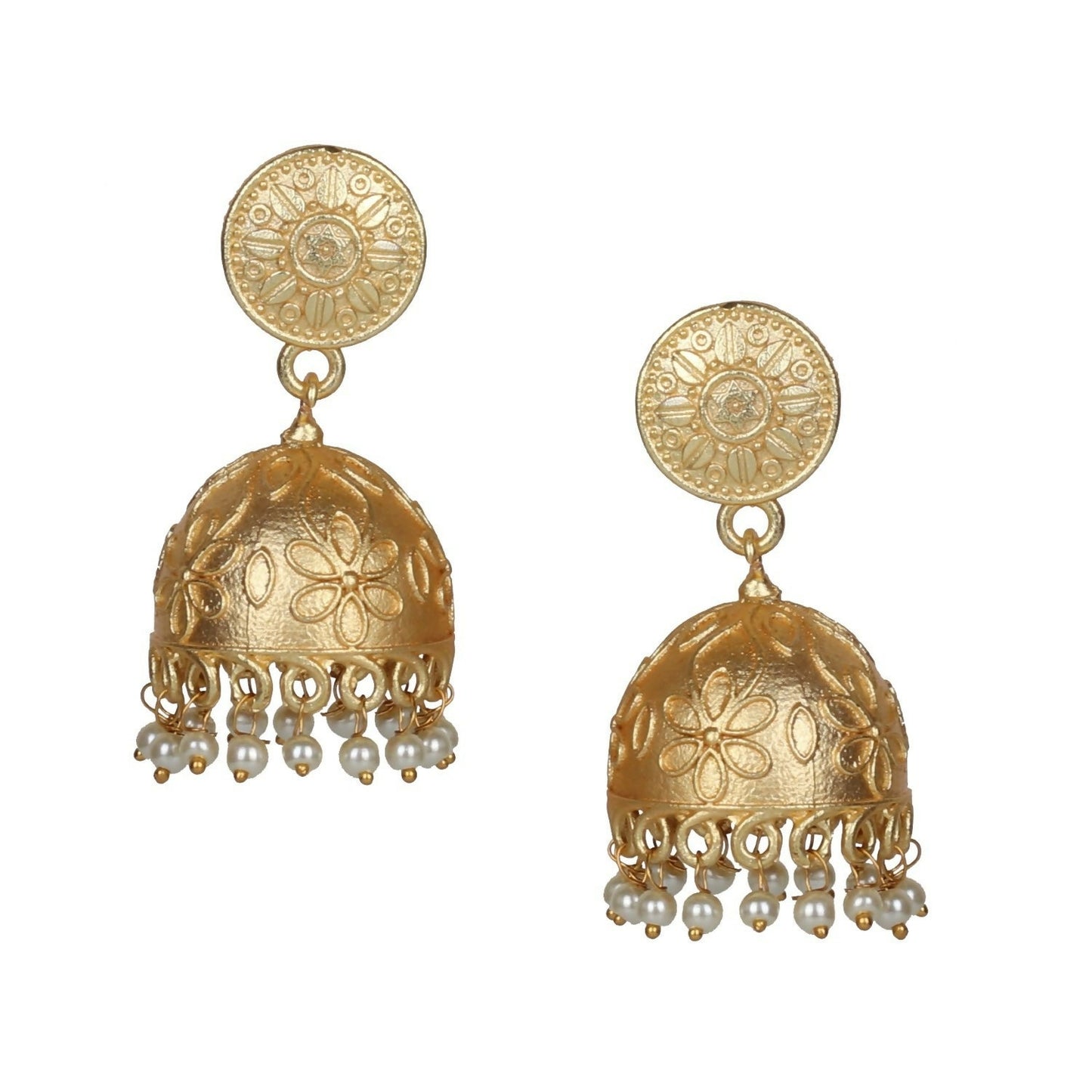 Joban Fashion Women Matte Gold Brass Jhumka | Swadesiicart