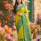 Anaita Olive Pochampally Printed Saree With Blouse