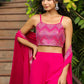 Janasya Pink Georgette Embroidered Top Bottom Cape | Swadesiicart