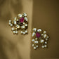 Nuyug 22K Gold-Plated Elegant Kundan & Ruby Stone Studded & Beaded Studs | Swadesiicart
