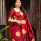 Maroon Silk Woven Saree with Unstitched Blouse - Hiral Fashion | Swadesiicart