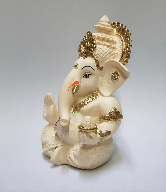 Gold Art India Peach Ivory Finish Ganesha Idol - Swadesiicart