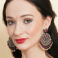 Maroon Silver Plated Earrings- Ruby Raang | Swadesiicart