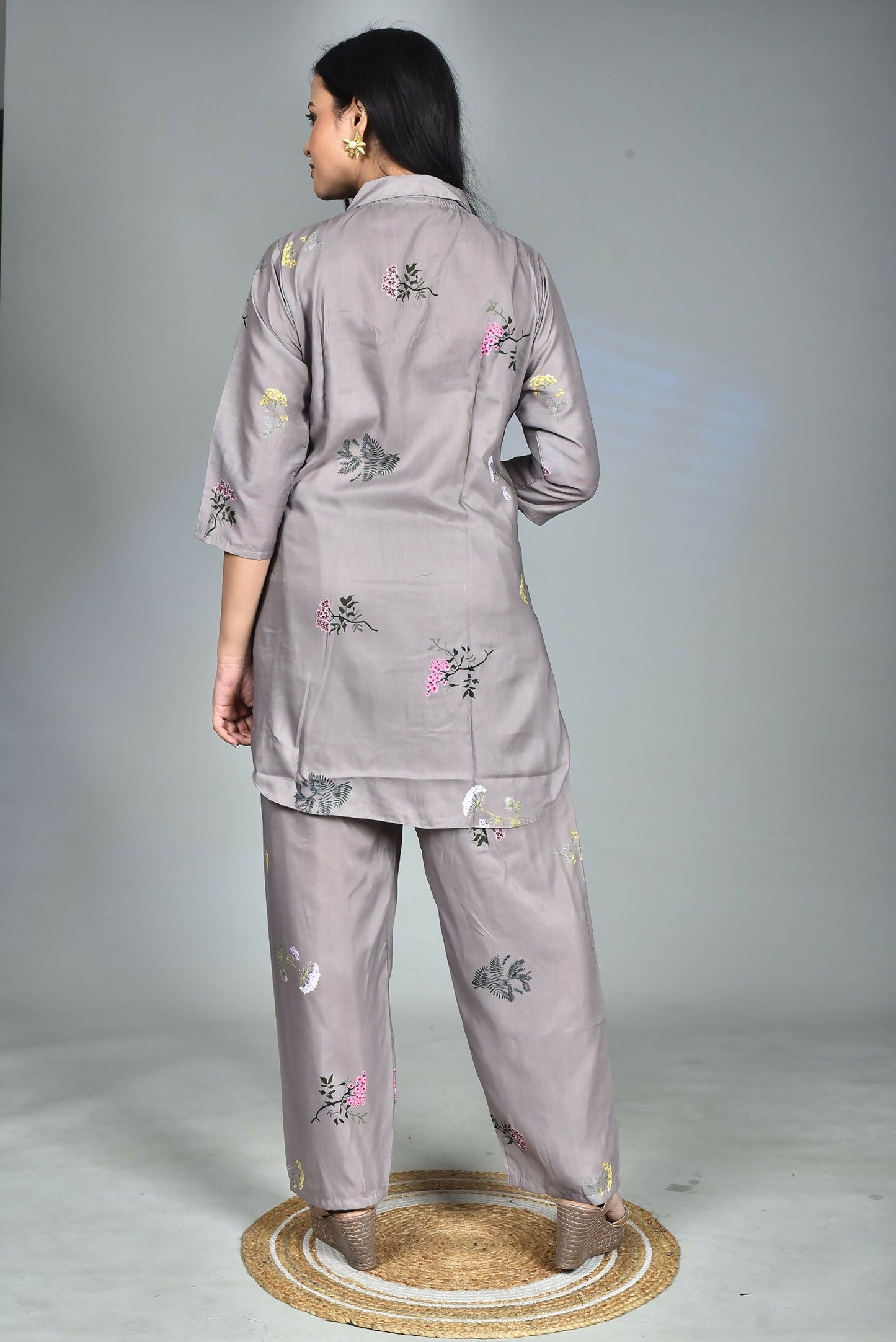 Morchari Digital Print Semi Muslin Co-Ord Set Top & Trouser-Multicolor - Swadesiicart