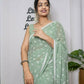 Vamsee Patangiyu Pista Green Georgette Saree - Swadesiicart