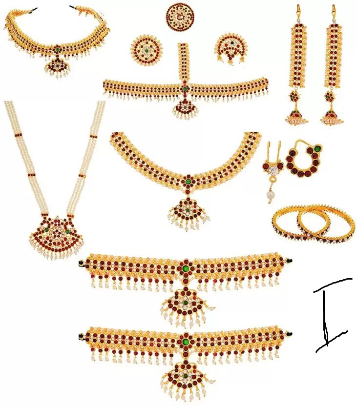 Elite Trading One Line Bharatnatyam Dance Jewellery Set - Swadesiicart