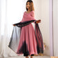 Lorenvalley Women Pure Soft Faux Georgette Colorful Padding Anarkali Kurta Pant With Dupatta Set - Onionpink - Swadesiicart