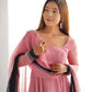 Lorenvalley Women Pure Soft Faux Georgette Colorful Padding Anarkali Kurta Pant With Dupatta Set - Onionpink - Swadesiicart