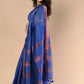 Very Much Indian Handloom Cotton Silk Maheshwari Saree With Sleek Golden Border - Purple Blue | Swadesiicart