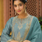 Janasya Light Blue Silk Blend Solid Kurta,Bottom & Dupatta | Swadesiicart