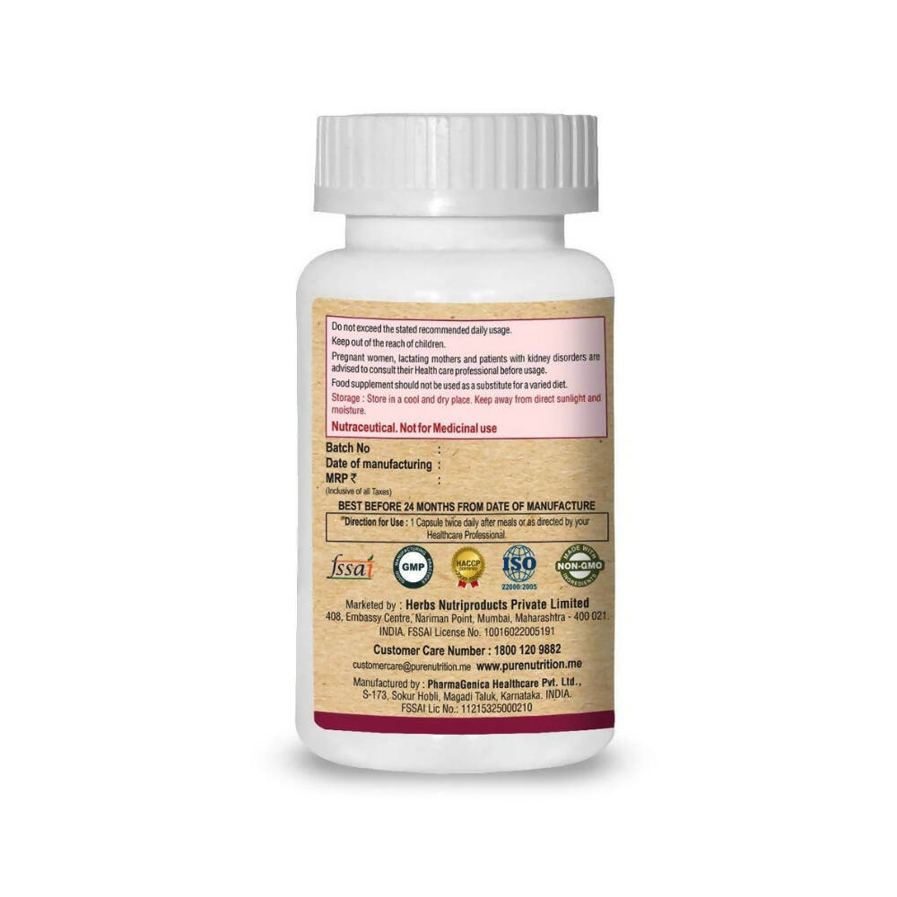 Pure Nutrition Cranberry & Amla Extract Veg Capsules - Swadesiicart