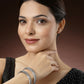NVR Women's Set of 2 Silver-Toned German Silver Peacock Design Oxidised Kada Bangle - Swadesiicart