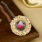 NVR Women's Traditional Ethnic Kundan Meenakari Gold-Polished Ajustable Finger Ring | Swadesiicart